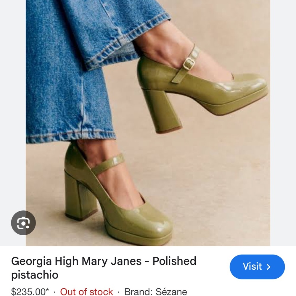 ISO//Sézane Georgia High Mary Janes - Olive Green